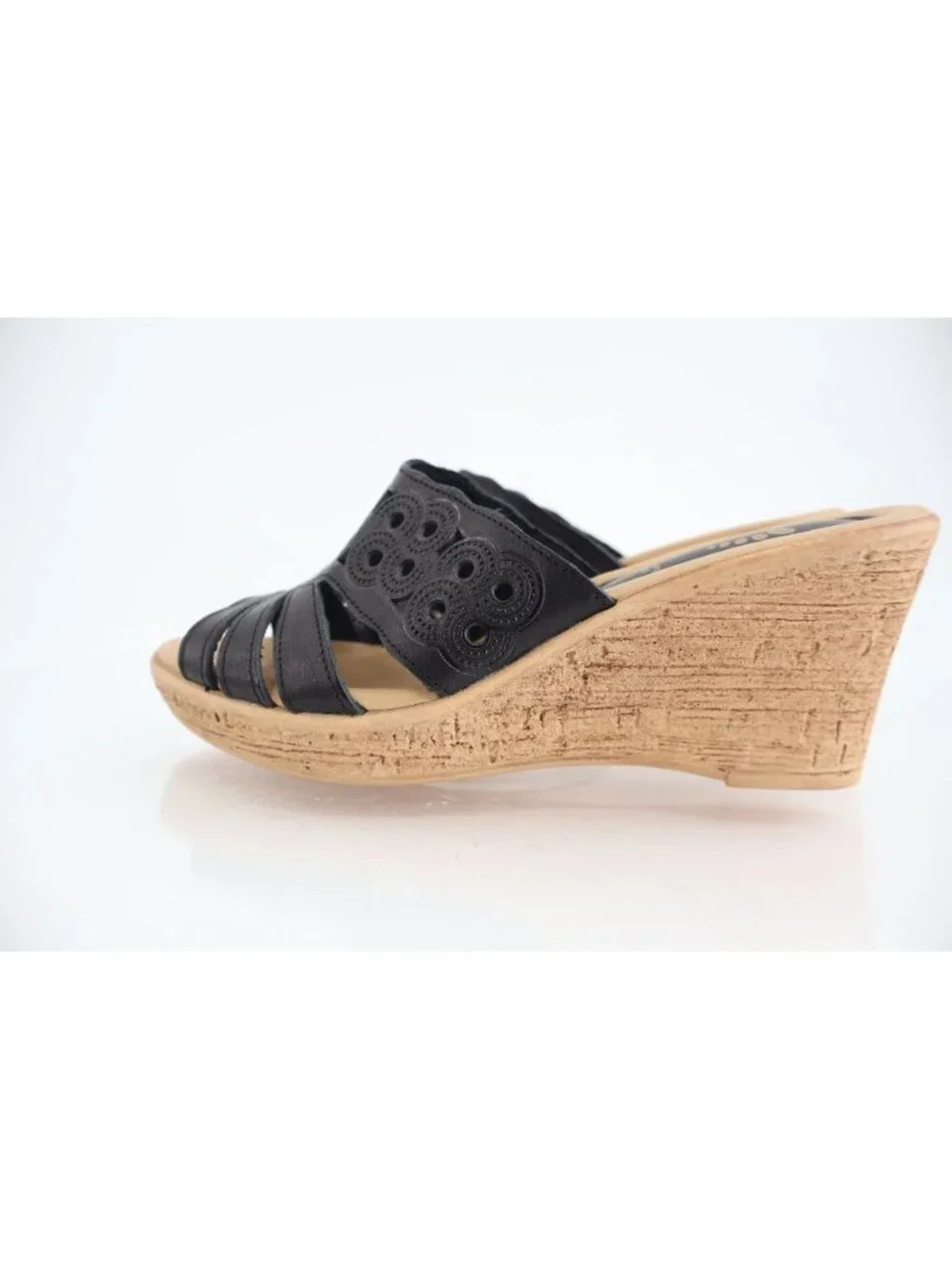 Spring Step Womens Topaz Sandal Women's Size 39 8 Black Leather Lasercut Slide